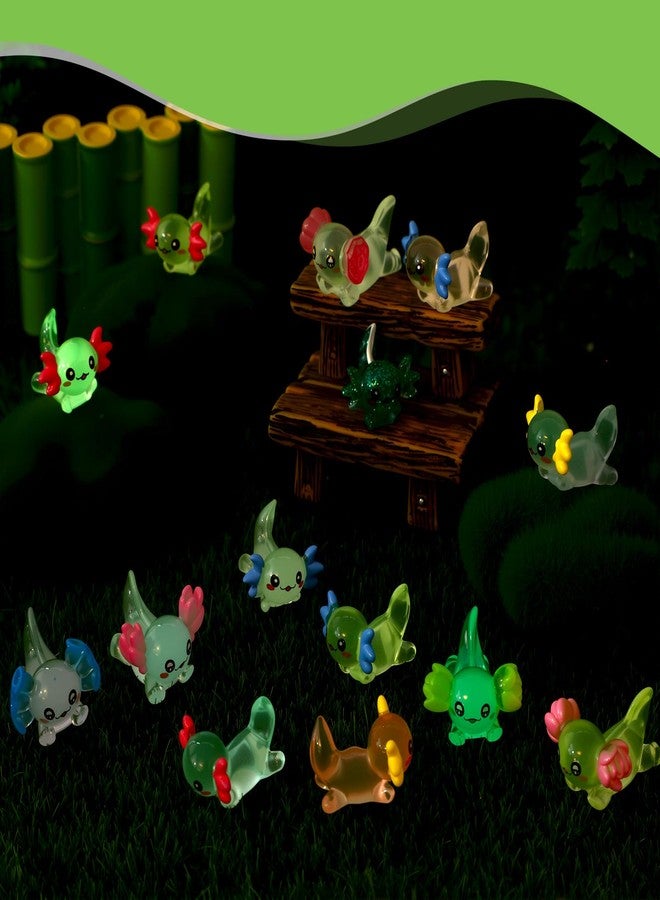 GGSTDDUP 29 Pcs Luminous Mini Resin Axolotl Glow in The Dark Little Tiny Resin Figurines Axolotl Bulk for DIY Garden Dollhouse Birthday Party Decoration Aquarium - Image 5